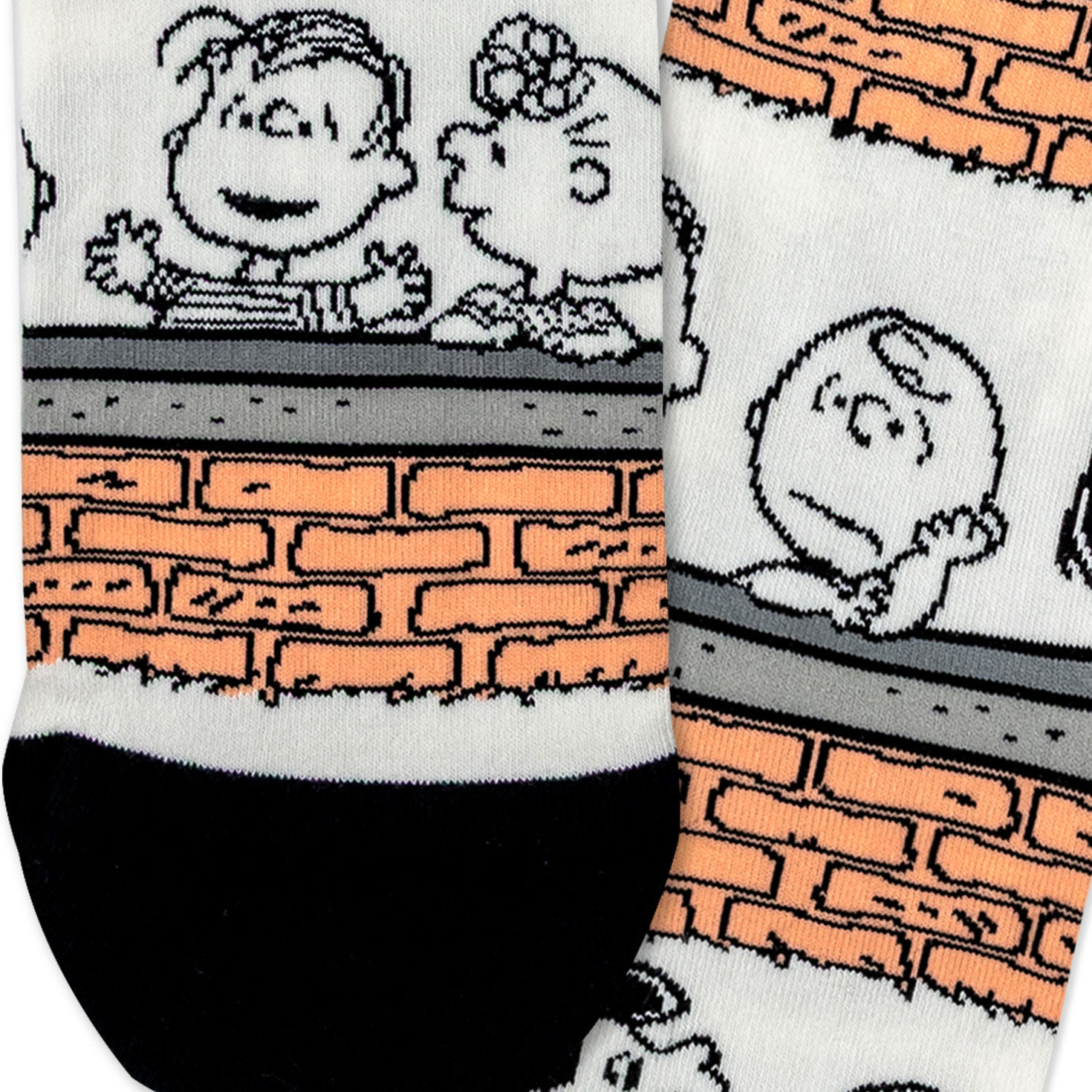 Peanuts Gang at Brick Wall Novelty Crew Socks upclose view image number 3