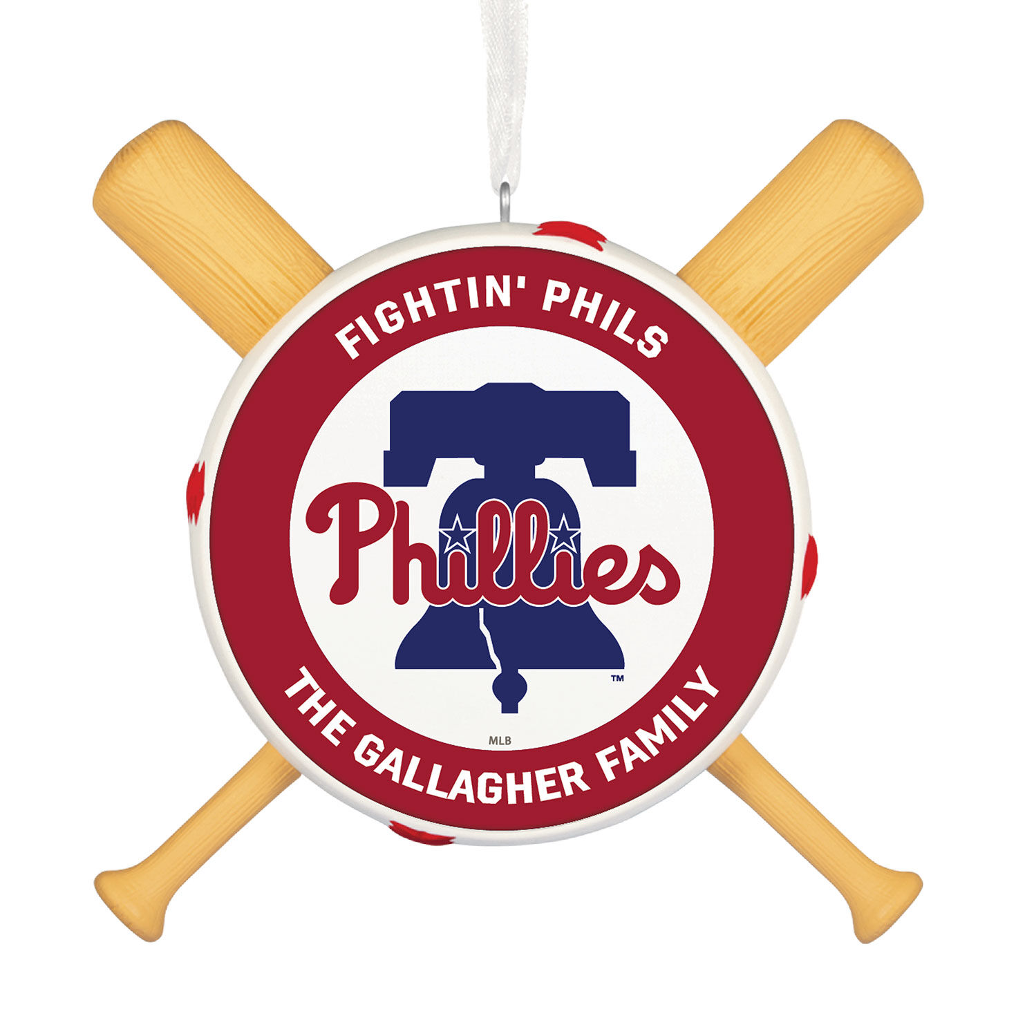 MLB Philadelphia Phillies™ Baseball Personalized Ornament, Custom Text