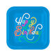 Blue "Happy Birthday" Square Dinner Plates, Set of 8