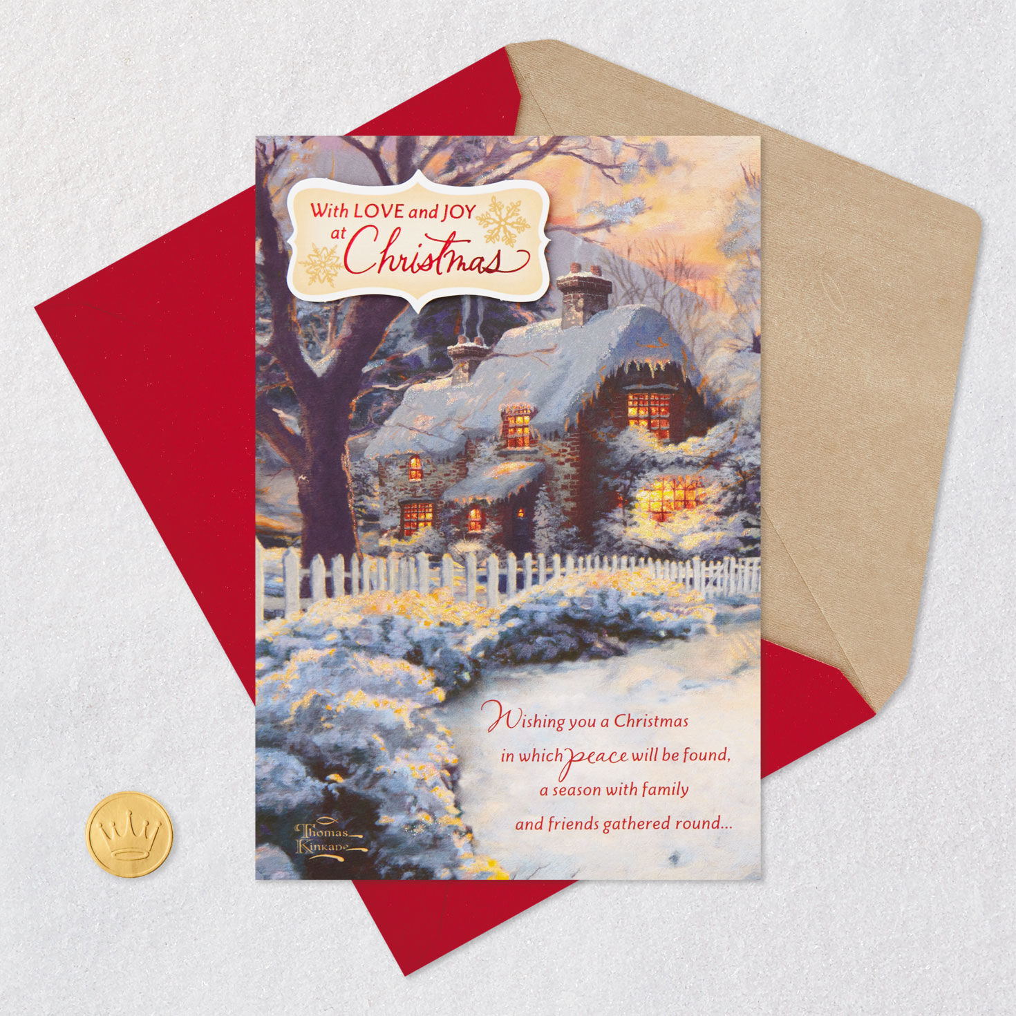 Thomas Kinkade Snowy Cabin Christmas Card Card with envelope and Seal image number 8