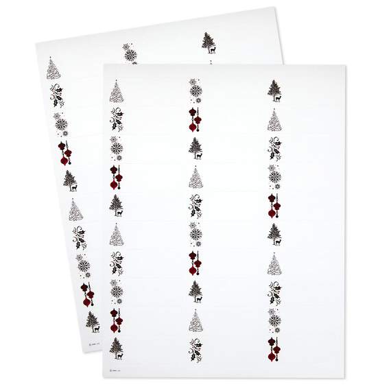 Silver Trees and Red Ornaments Christmas Mailing Labels, Pack of 60 , , large image number 1