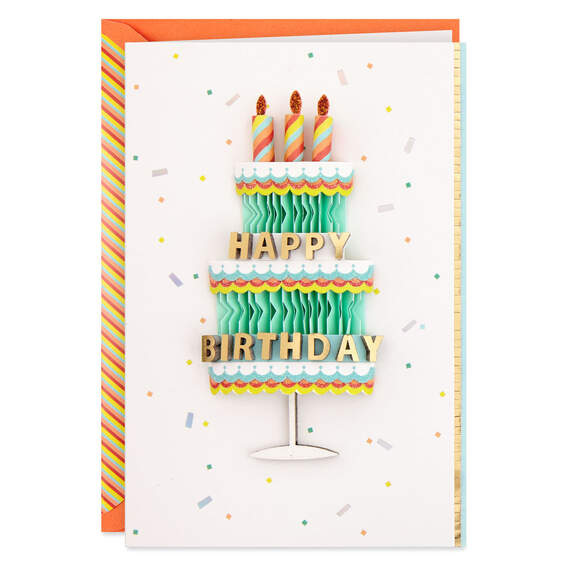 3D Birthday Cake Happy Birthday Card, , large image number 1