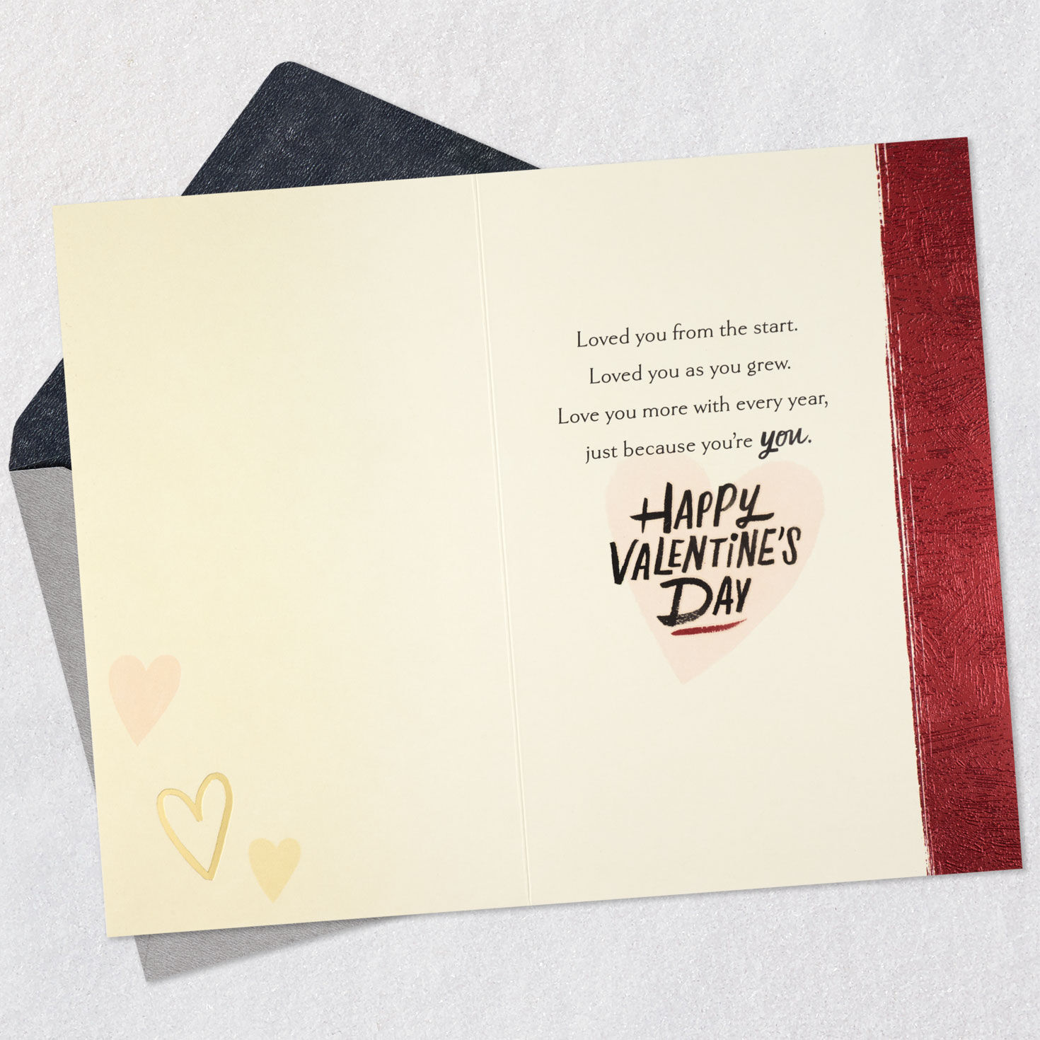 Love You Script and Hearts Grandson Valentine's Day Card Open card with envelope image number 3