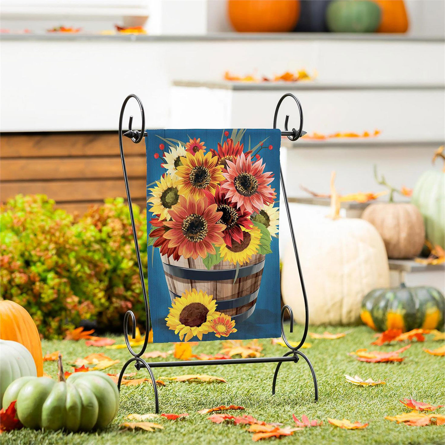 Evergreen Barrel of Blooms Garden Flag