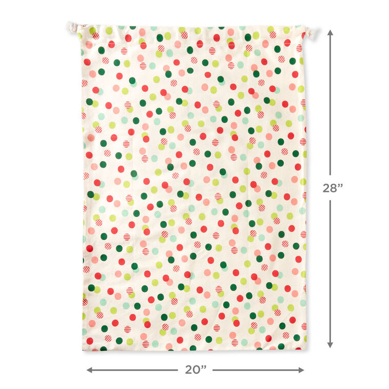 Merry and Bright Dots Christmas Fabric Gift Bag measurement image number 3