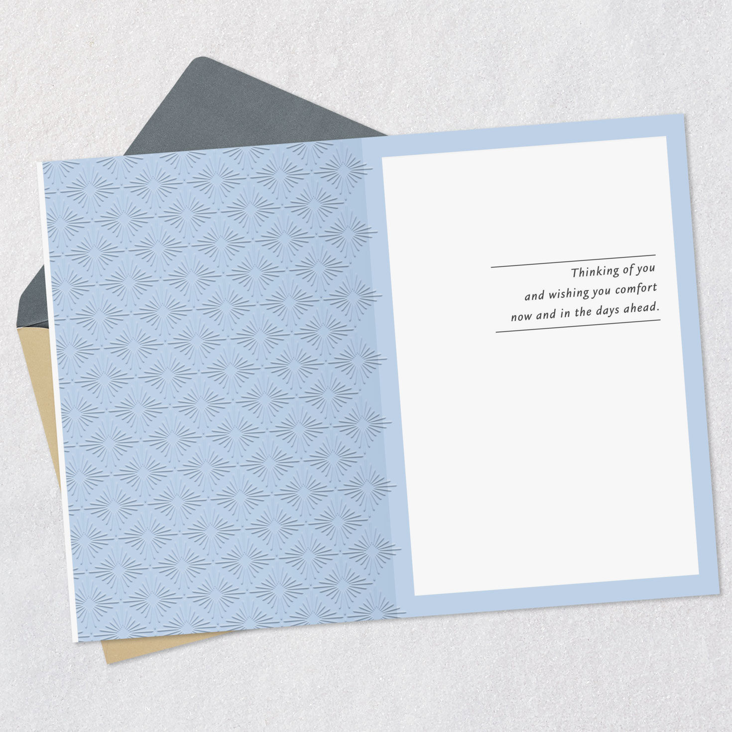 Sun Over Green Meadow Sympathy Card for Long Illness Open card with envelope image number 3