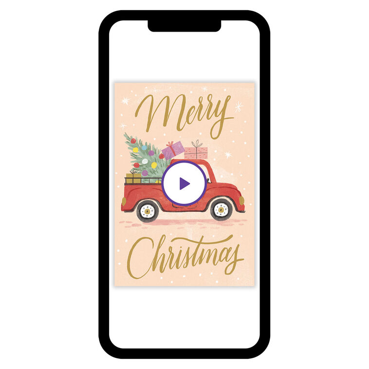 Vintage Red Truck With Tree Christmas eCard