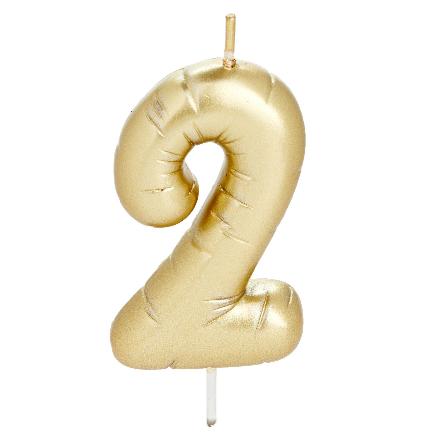 "2" Metallic Gold Balloon Birthday Candle