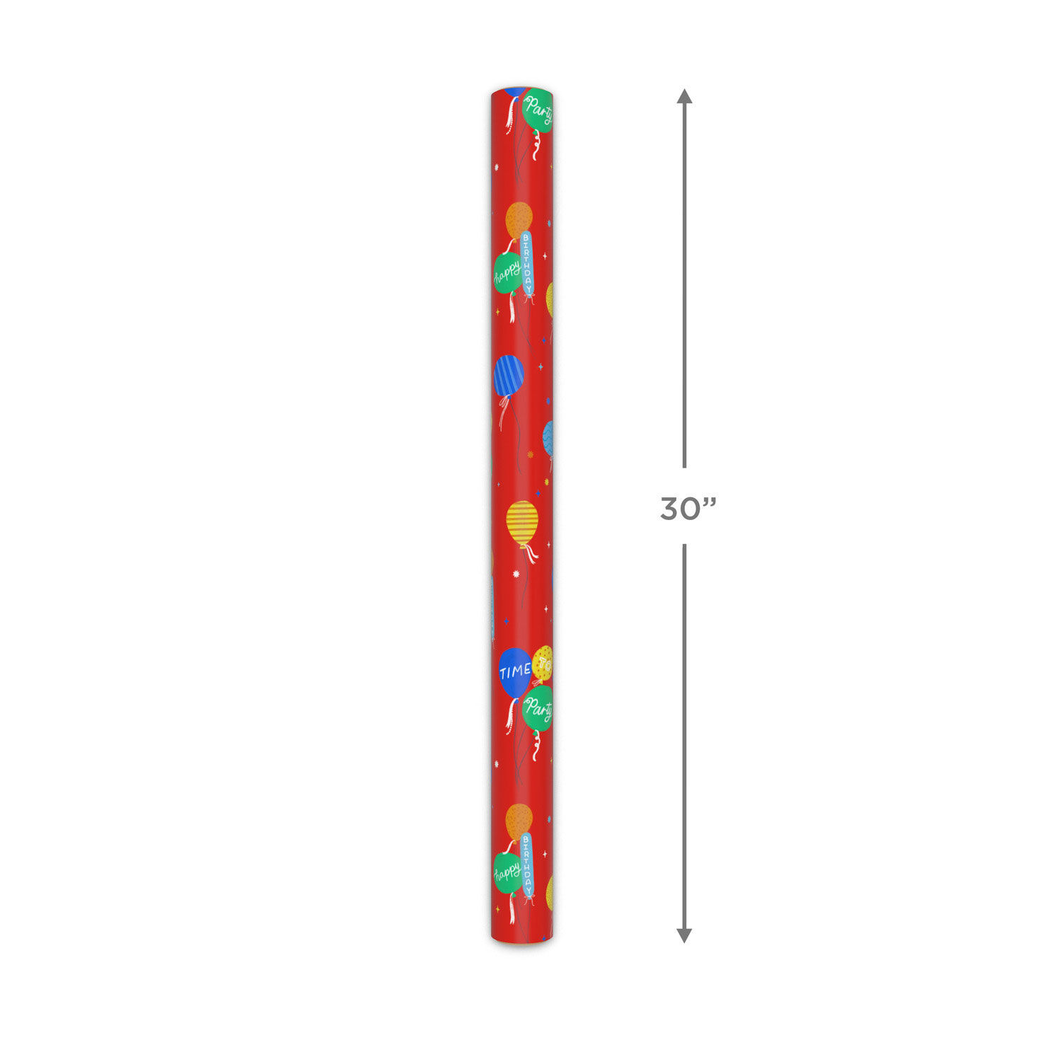 Wishes on Birthday Balloons Red Wrapping Paper Measurement image number 5