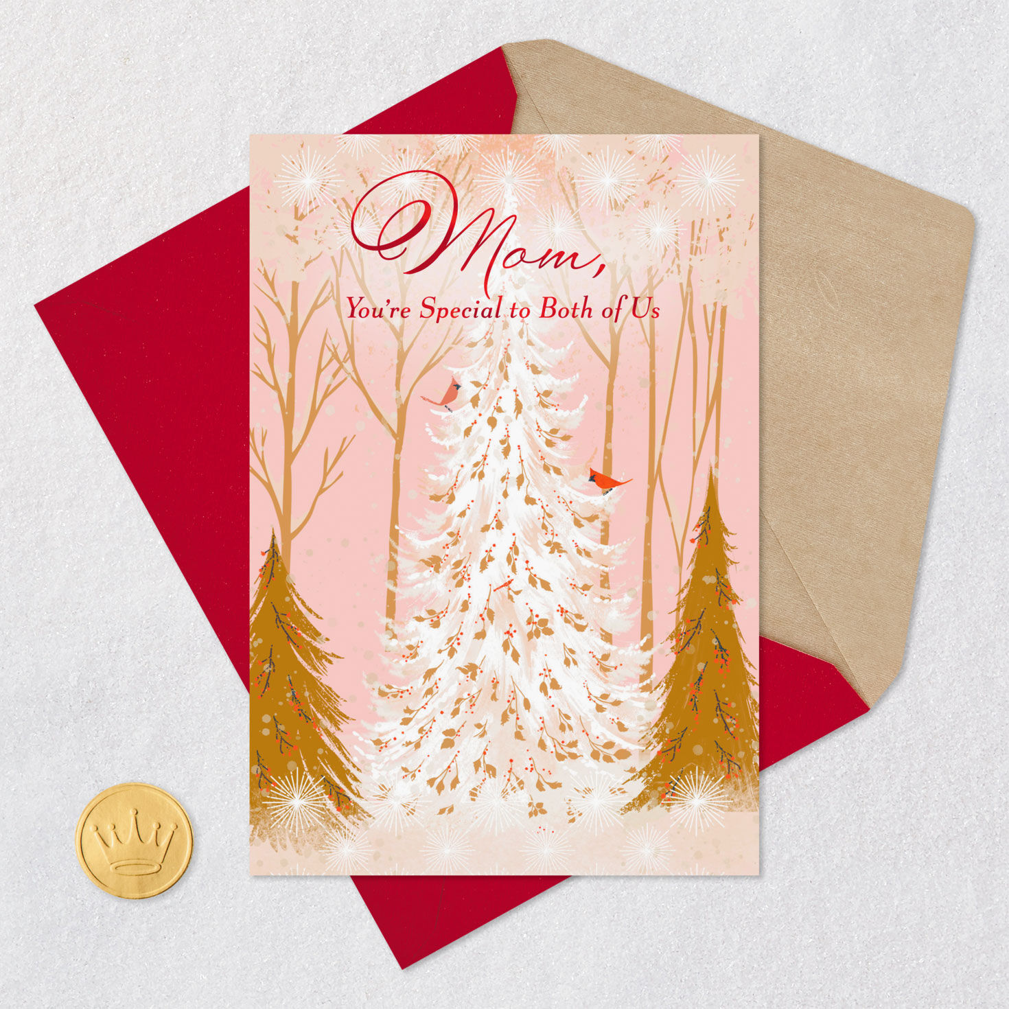 Cardinals in Tree Mom Christmas Card From Both Signing card image number 6