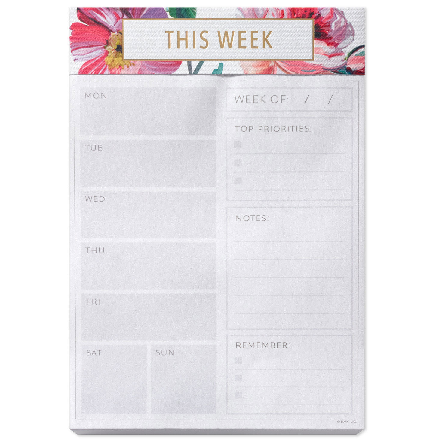 Floral Weekly Planner Desk Note Pad detail image number 2
