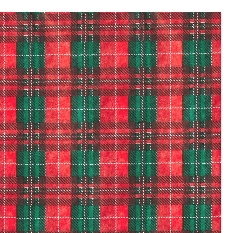 Red and Green Christmas Plaid Tissue Paper flat image number 4