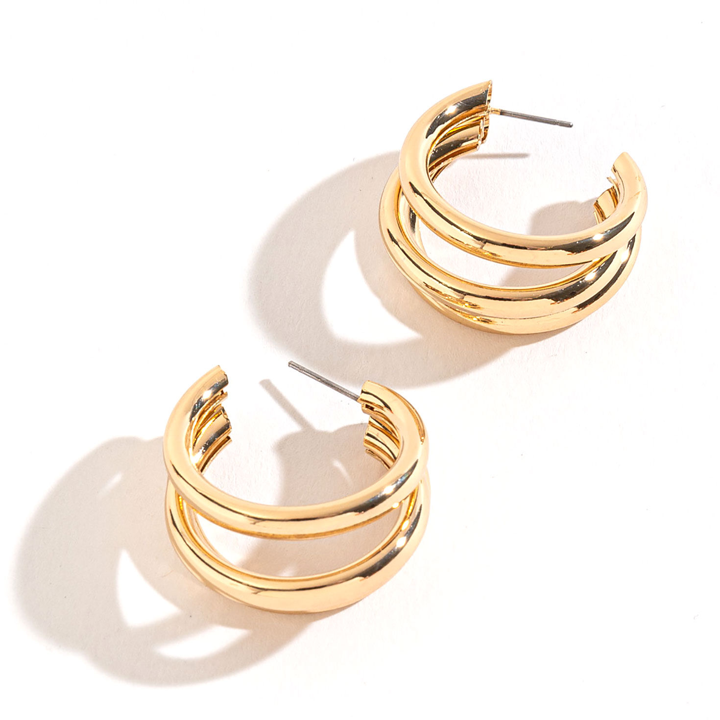 Howard s Jewelry Medium Triple Tube Gold Hoop Earrings Jewelry