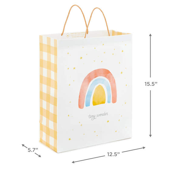 15.5" Watercolor Rainbow and Stars New Baby Extra-Large Gift Bag, , large image number 3
