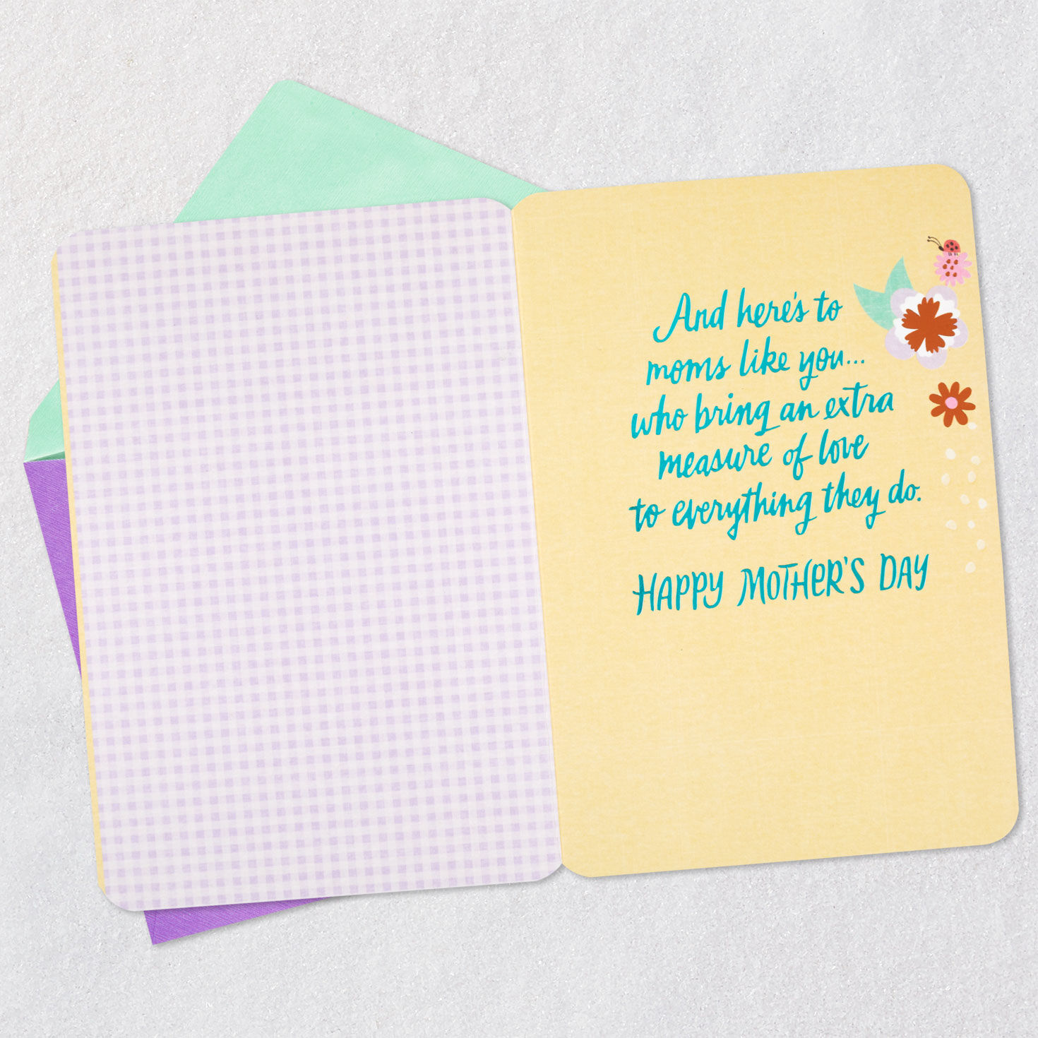 Flowers and Ladybugs Mother's Day Card Open card with envelope image number 3