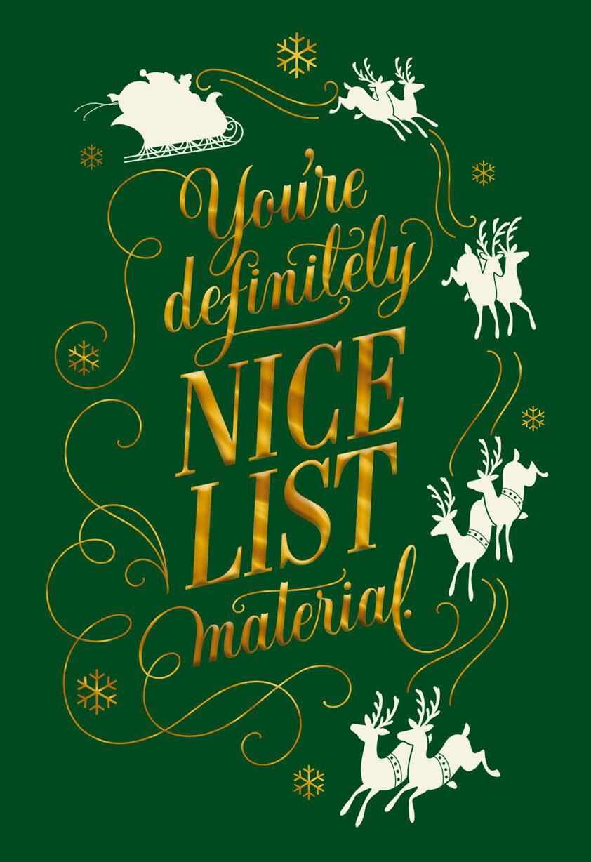 Nice List Material Christmas Card