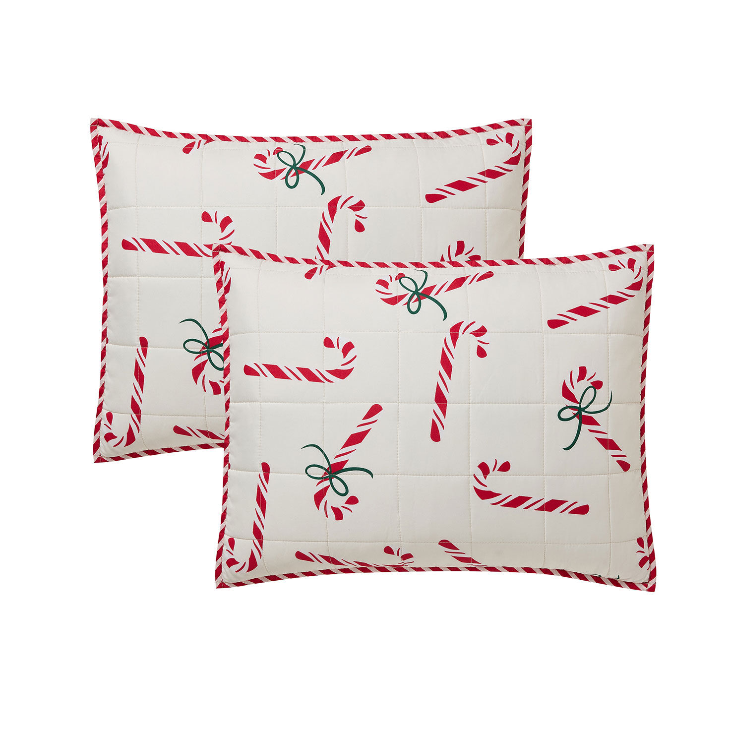 Hallmark Holiday-Candycanes Reversible 3Pc. Quilt Set front pillows image number 3