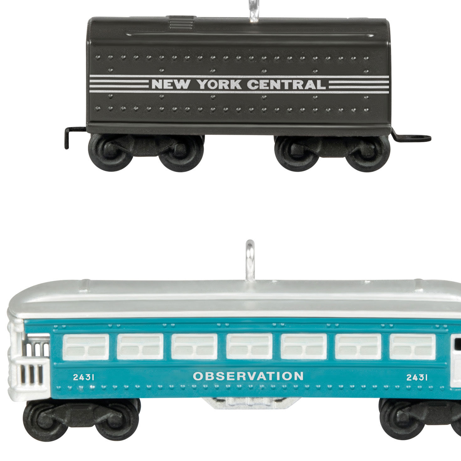 Mini Lionel 221 Steam Locomotive and Tender With 2431 Observation Car Ornaments Set of 3 Keepsake Ornaments Hallmark