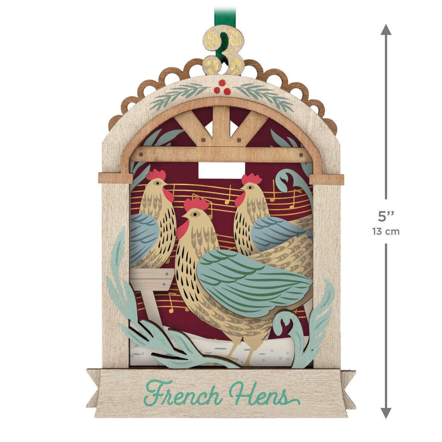 Three French Hens Keepsake Ornament measurement image number 3