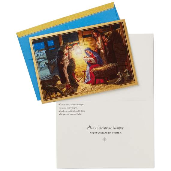 Shepherds Visiting the Manger Religious Christmas Cards, Box of 16, , large image number 2