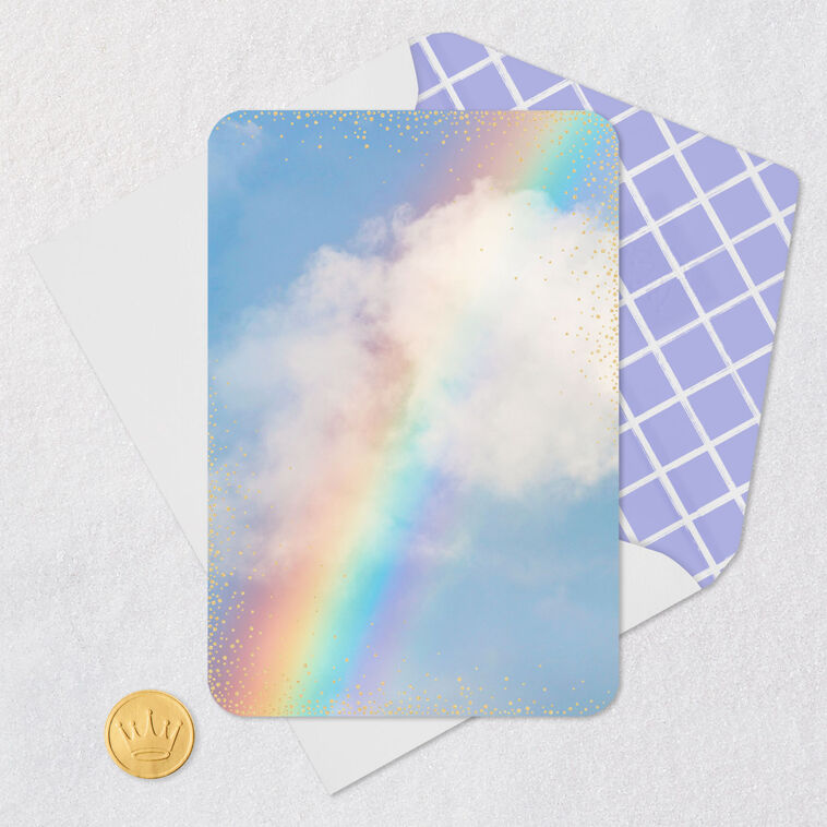 Rainbow and Clouds Blank Card Card Front with Envelope and Gold Seal image number 4