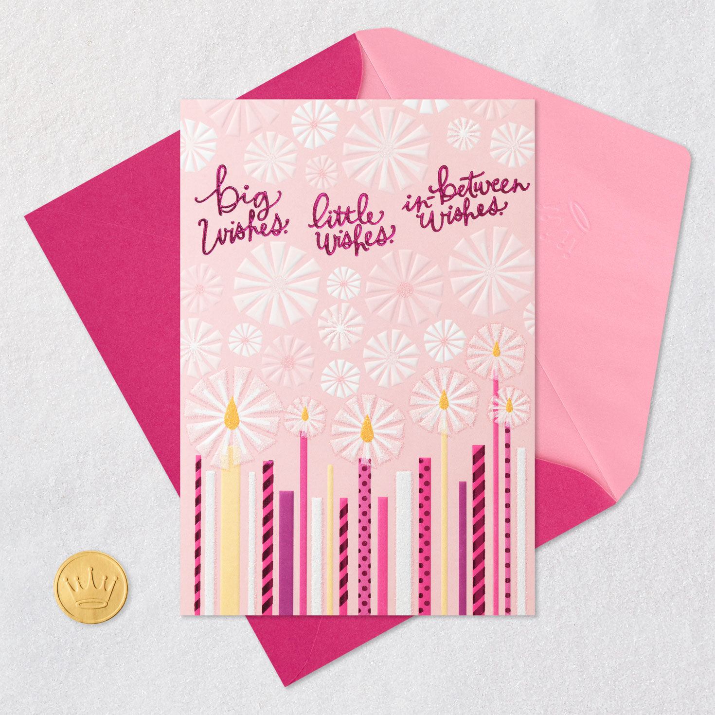 Candles and Flowers Birthday Card for Woman Card Front with Envelope and Gold Seal image number 5