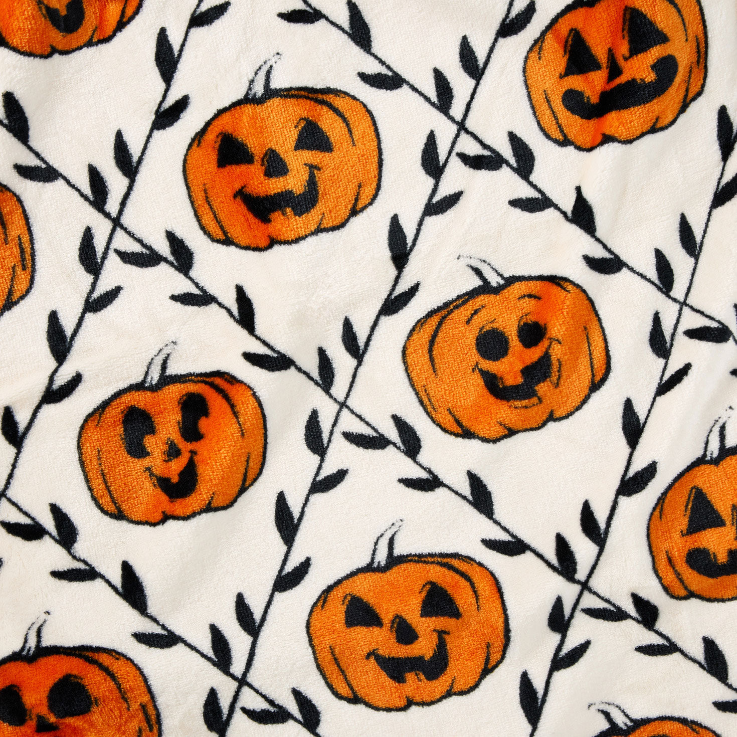 Pumpkins and Vines Diamond Pattern Plush Blanket upclose detail image number 3