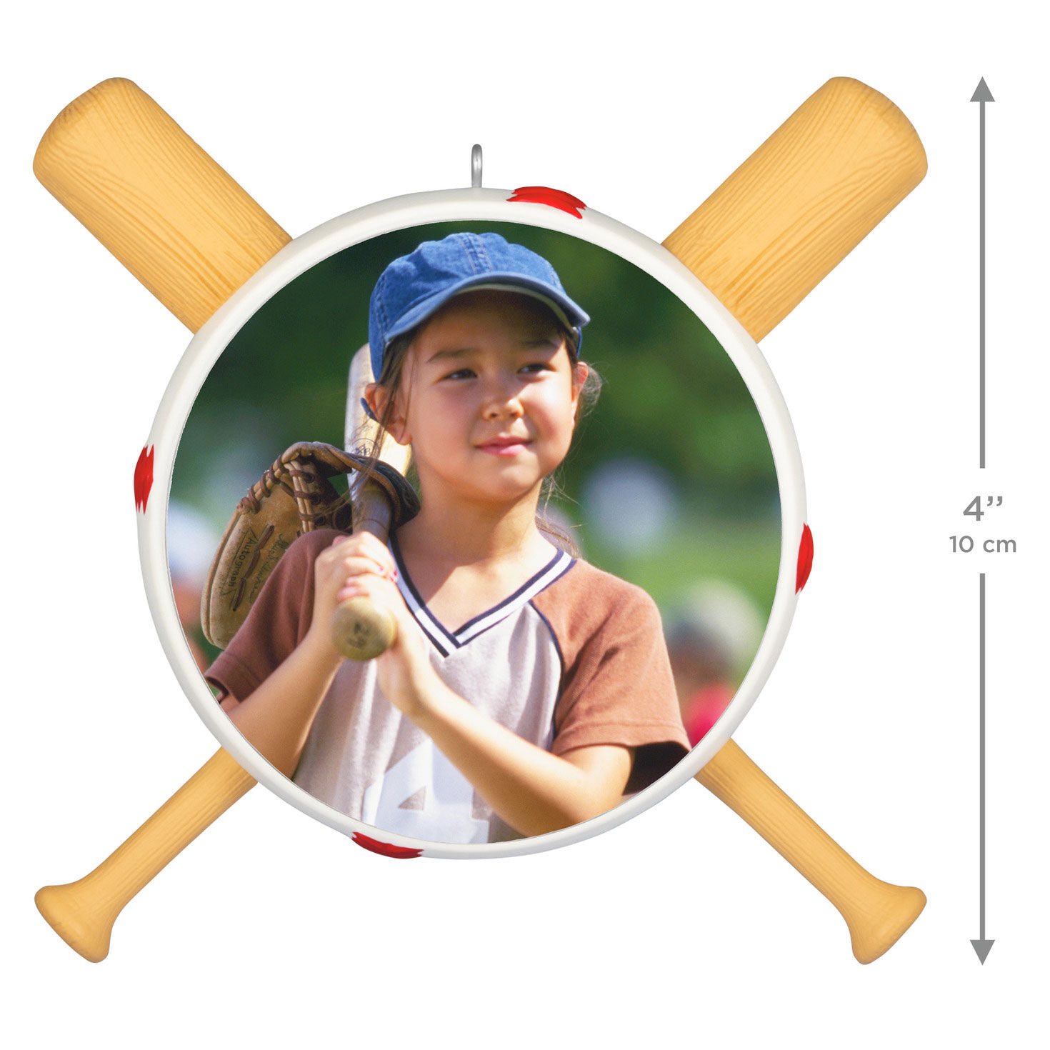 Baseball With Bats Personalized Photo Ornament measurement image number 4