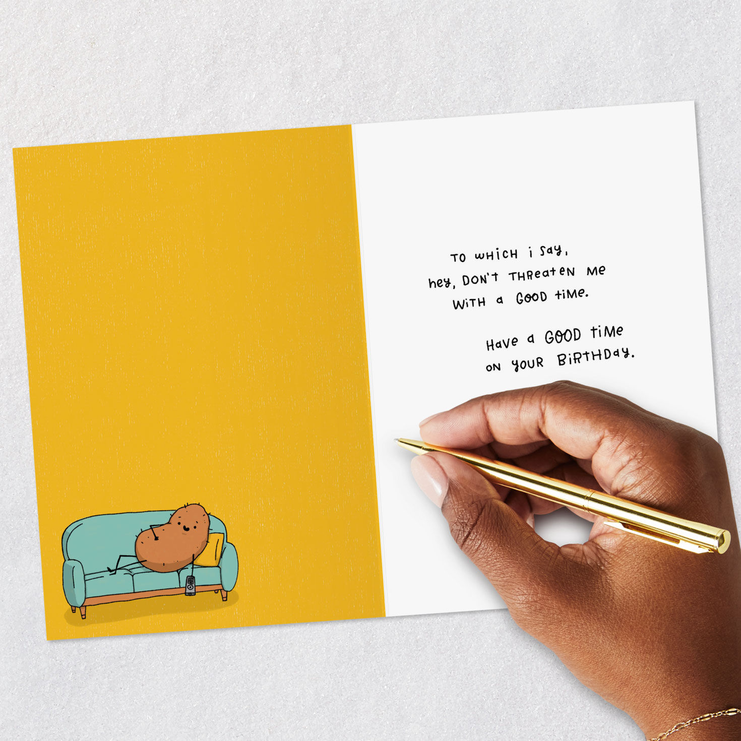 Couch Potato Getting Older Funny Birthday Card signing card image number 6