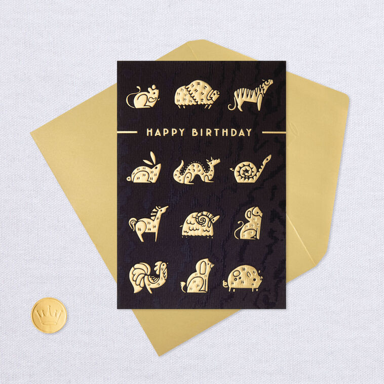 Luck and Happiness Zodiac Animals Birthday Card, , large image number 5