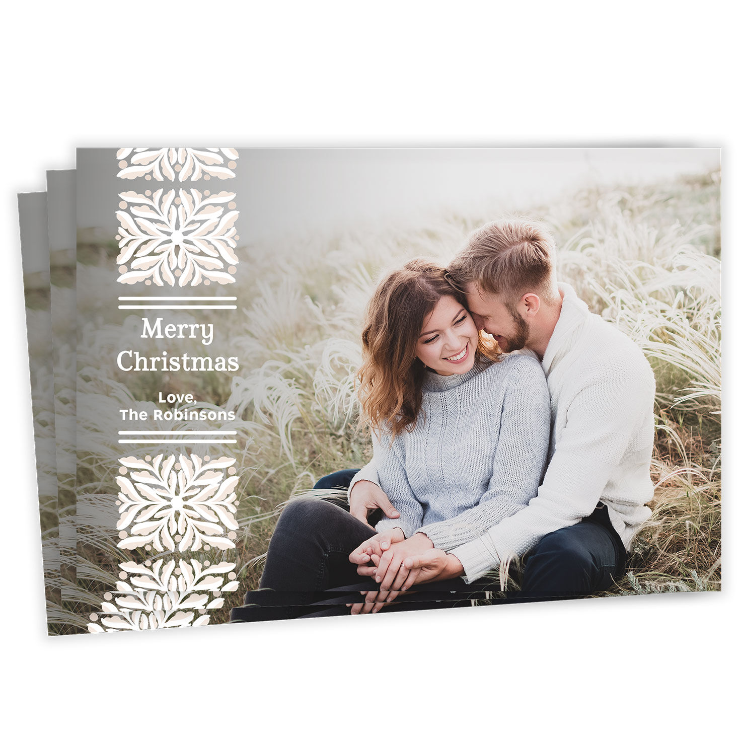 Botanical Stamp Flat Christmas Photo Card