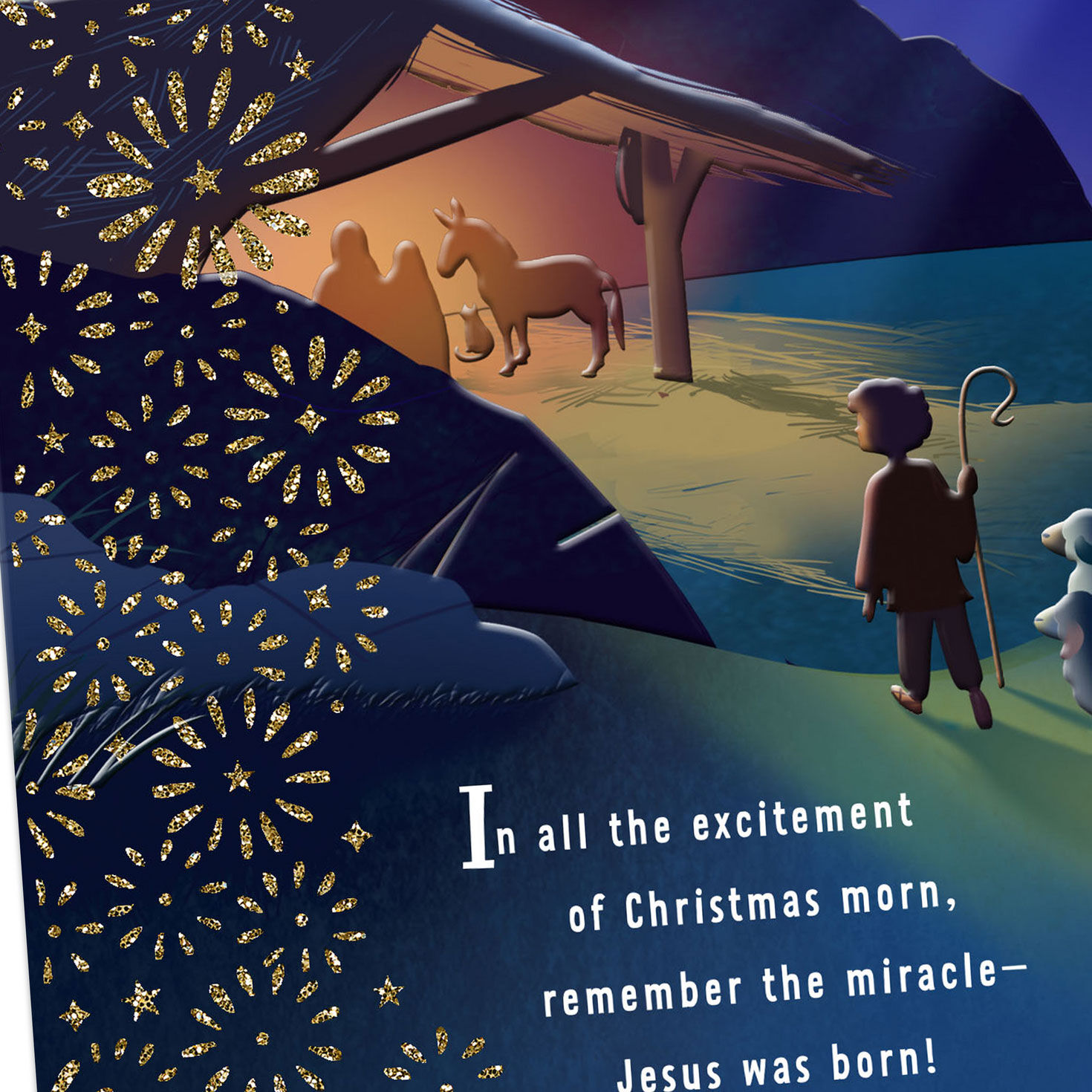 Shepherd Religious Christmas Card for Grandson Card Front Detail image number 5