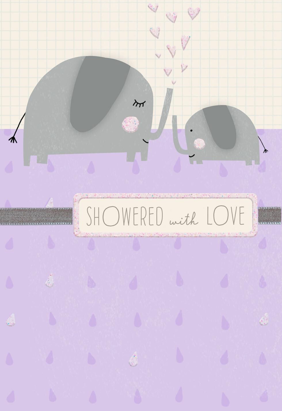 Showered With Love New Baby Girl Card
