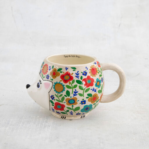 Natural Life Floral Hedgehog Sculpted Folk Mug, 16 oz., 