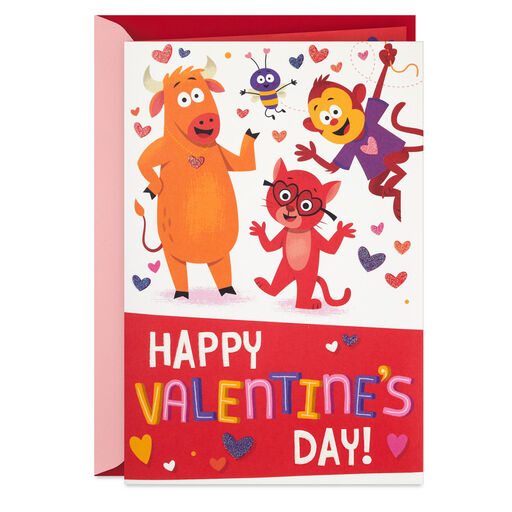 Animal Hugs Valentine's Day Card With Sound and Mini Pop-Up Cards, 