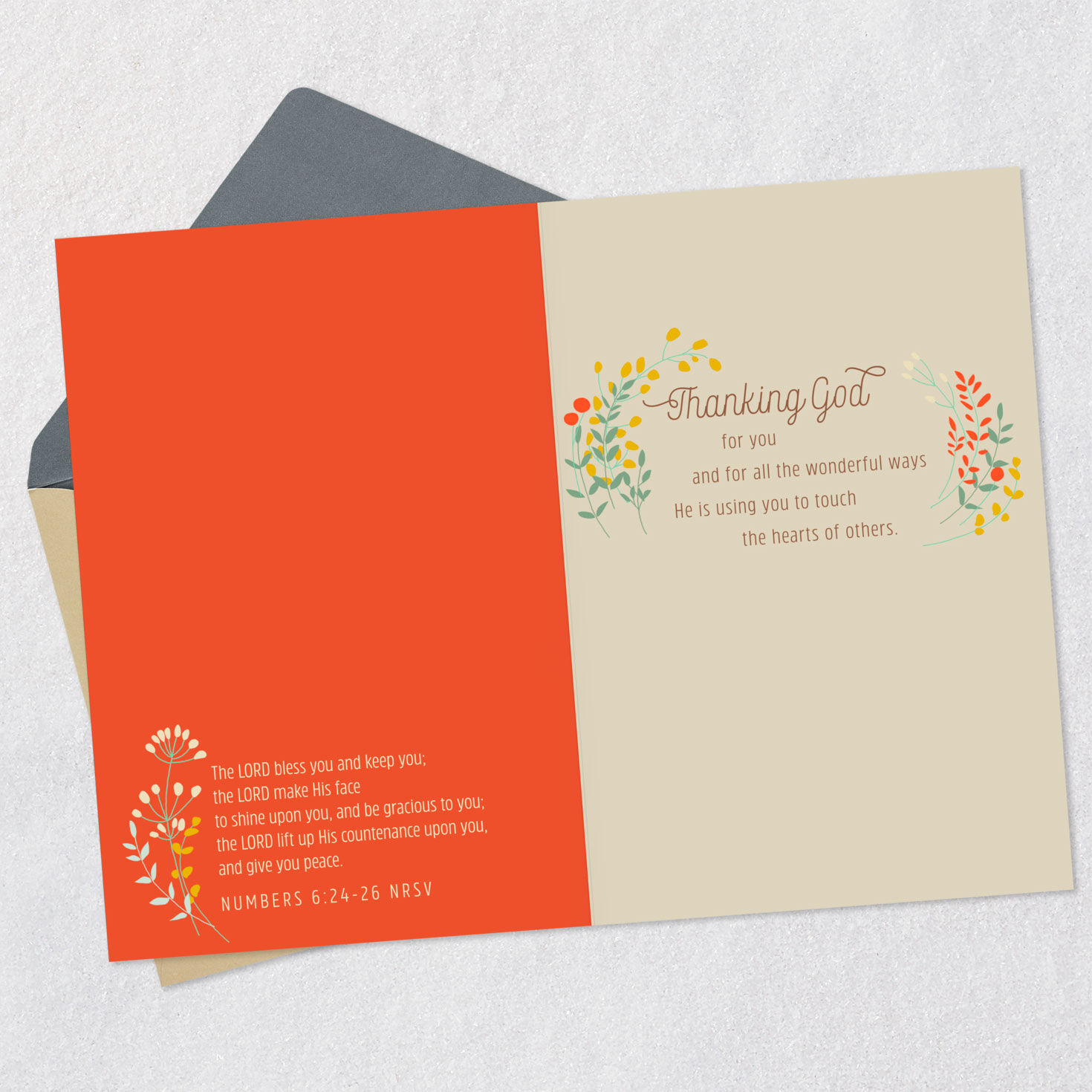 Wreath and Birds Clergy Appreciation Card Open card with envelope image number 4