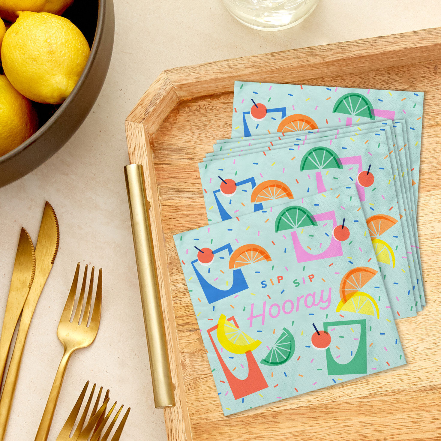 Colorful Tropical Flowers Cocktail Napkins Pack  image number 3