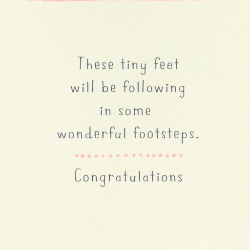 Sweet Little Feet Pink New Baby Card, 