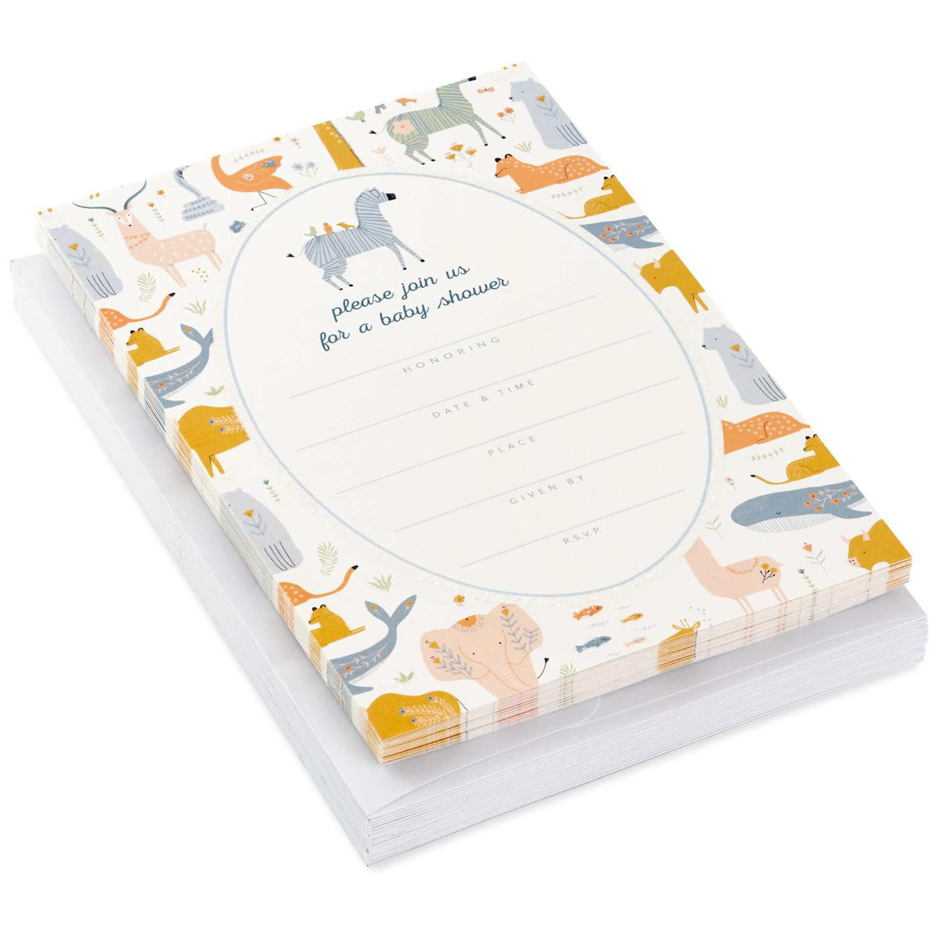 Zebra And Friends Baby Shower Invitations Pack Of 20