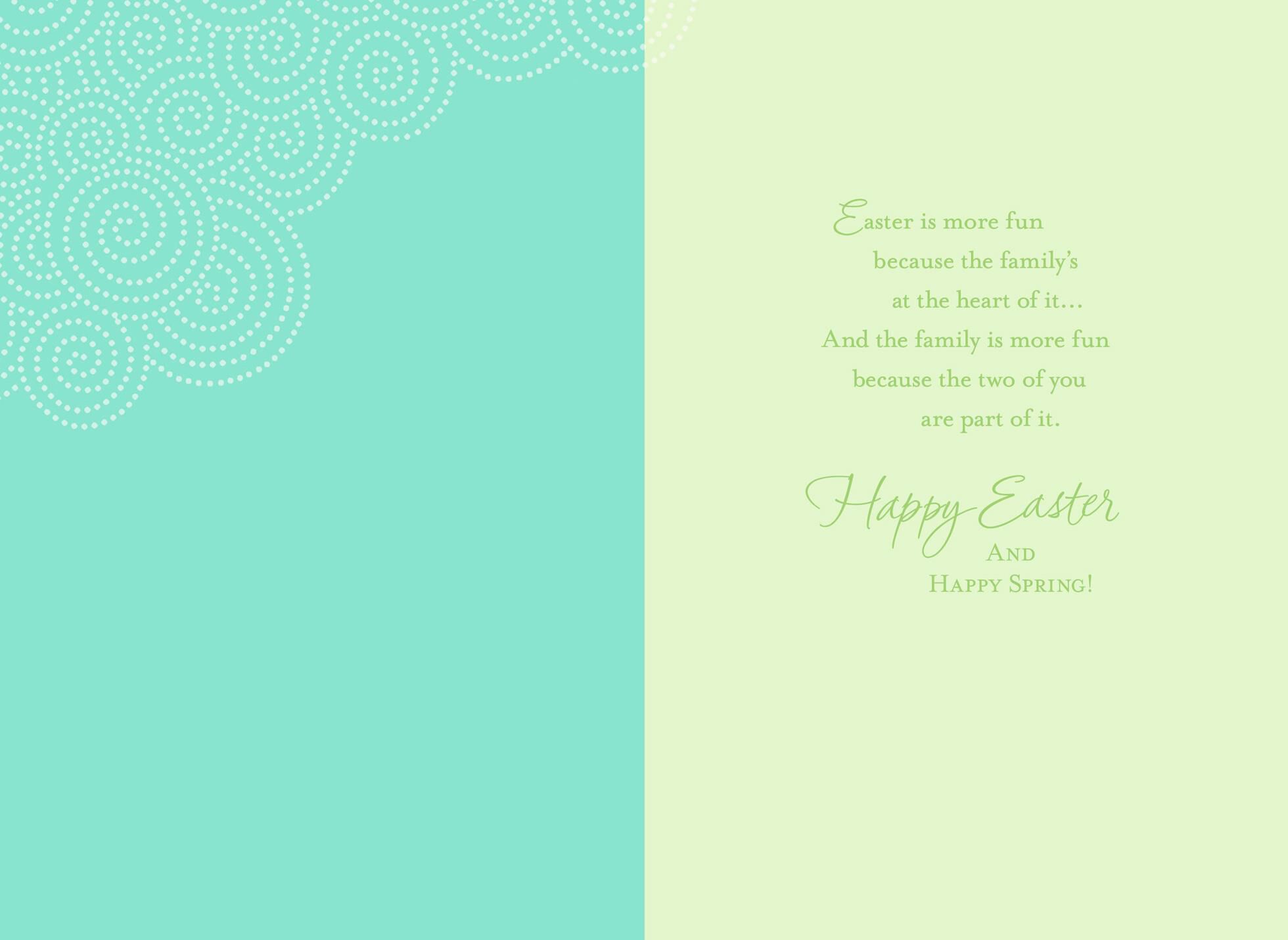 Family at the Heart Easter Card for Grandson and Wife