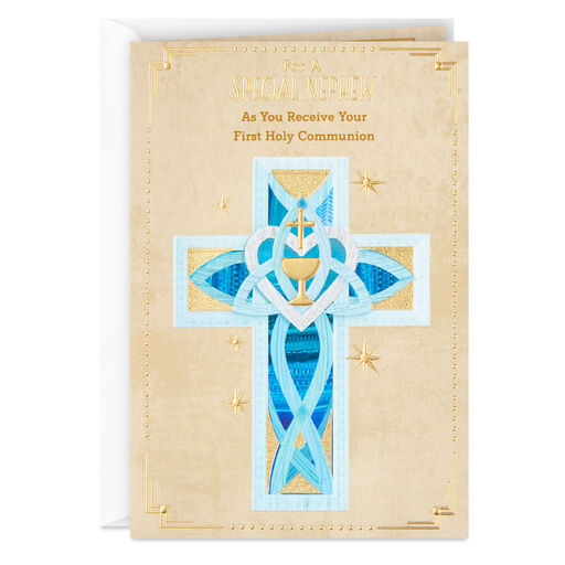 So Proud of You Religious First Communion Card for Nephew, 