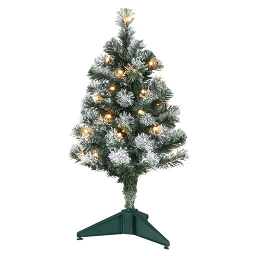 Mini Flocked Pre-Lit Christmas Tree, 18.75", 