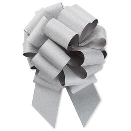 Silver Super Glitter Pull Bow, 8", Silver Super Glitter Pull Bow, 8", , large