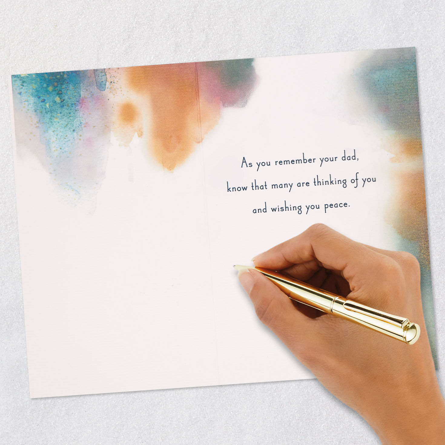 Watercolor Lake Sympathy Card for Loss of Father signing card image number 6