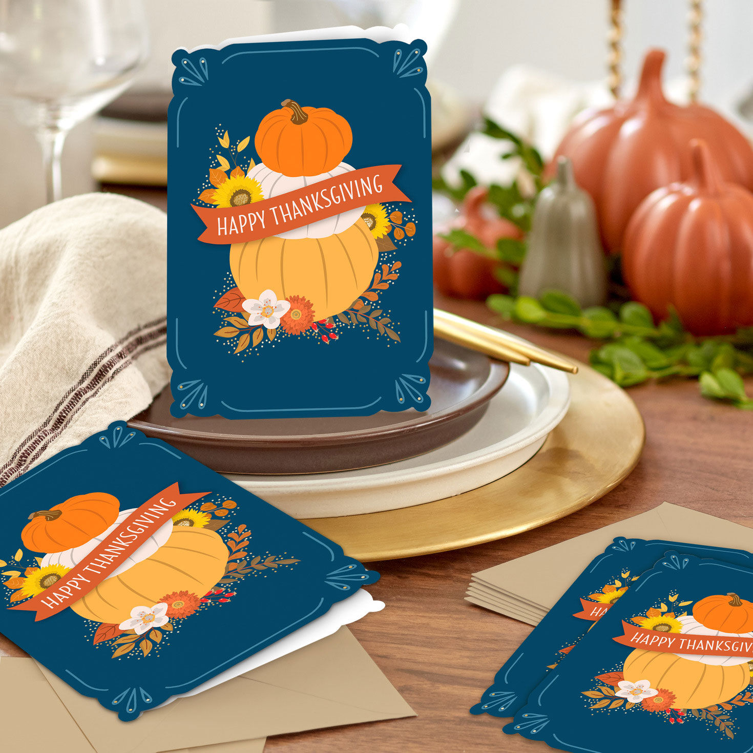 Pumpkins and Leaves Thanksgiving Card Pack in use image number 6