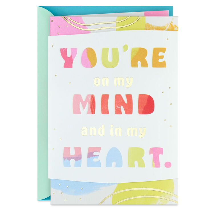 Colorful Abstract Lettering Thinking of You Card  image number 1