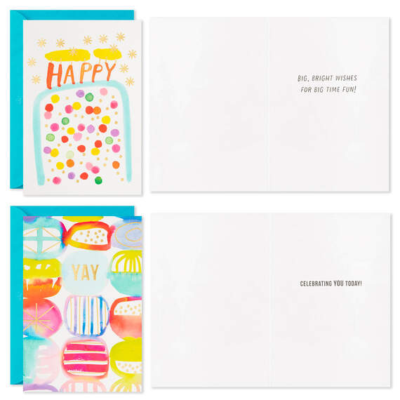 Assorted Bright Watercolor Boxed Birthday Note Cards, Pack of 36, , large image number 4