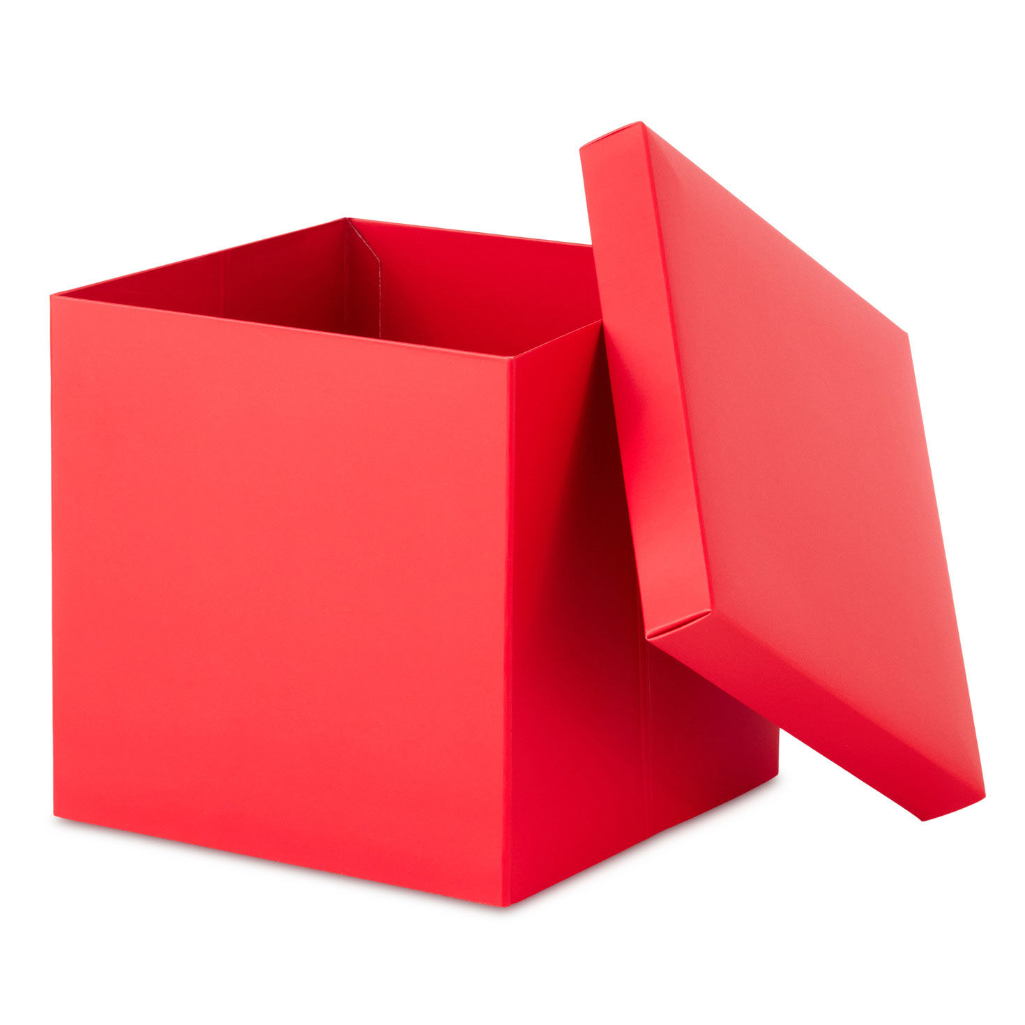 Solid Red Large Square Gift Box with Lid open image number 4