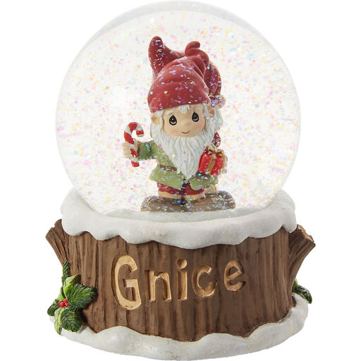Precious Moments Gnaughty or Gnice Gnomes Musical Snow Globe, 5.5", 