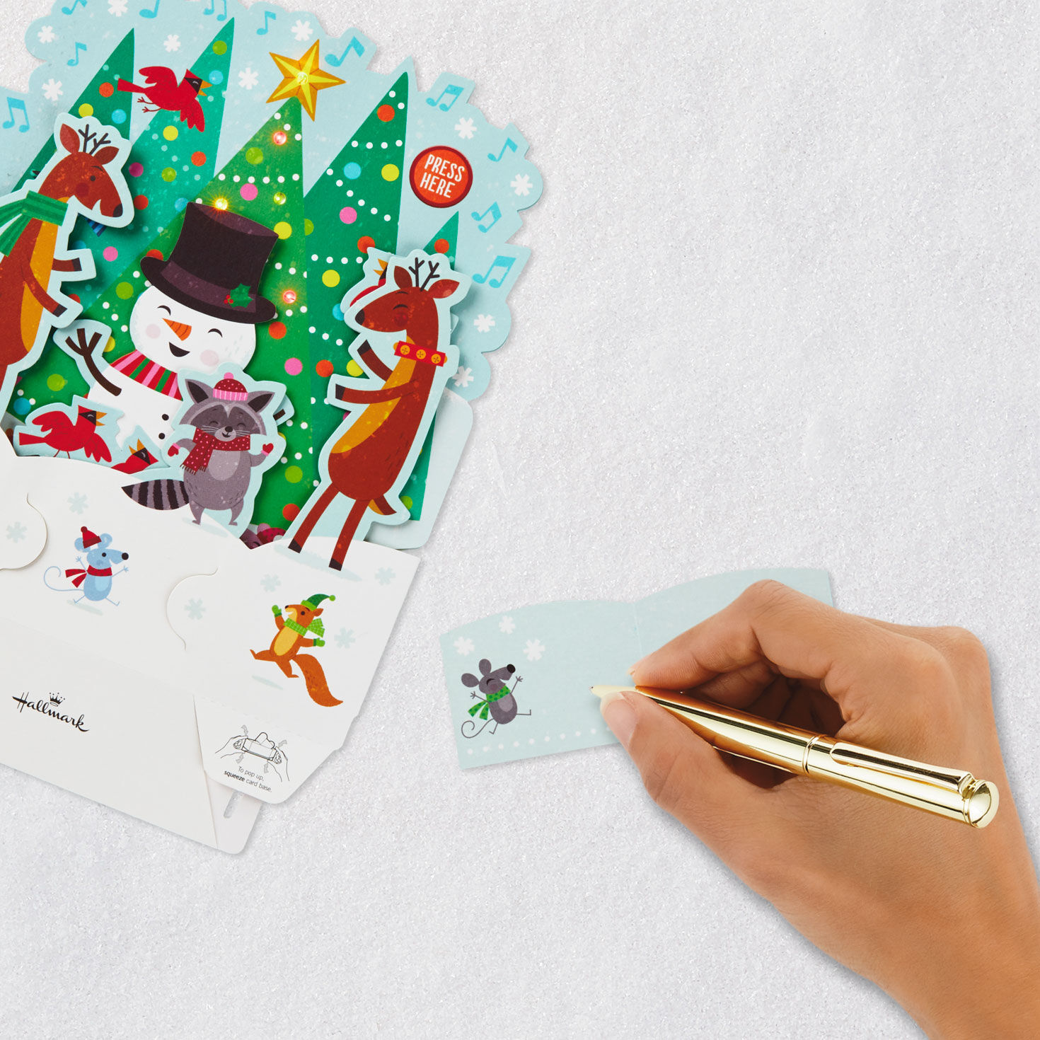 Snowman 3D Musical Christmas Card With Lights signing card image number 7
